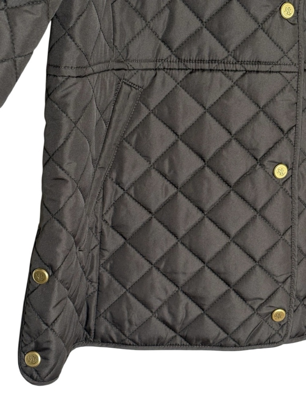 NWT Lauren Ralph Lauren Black Label Quilted Snap Front Barn Jacket • Black • L - Picture 4 of 15